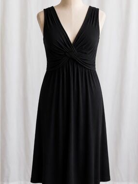 Spense Black Twist-Front Midi Dress | Women’s Medium
